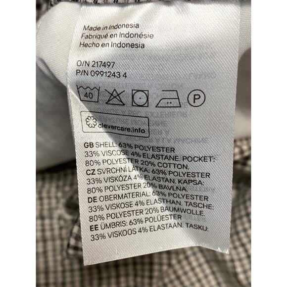 H&M Cream Plaid Checkered High Rise Drawstring Skinny Ankle Trousers Pants Sz L - Picture 3 of 4